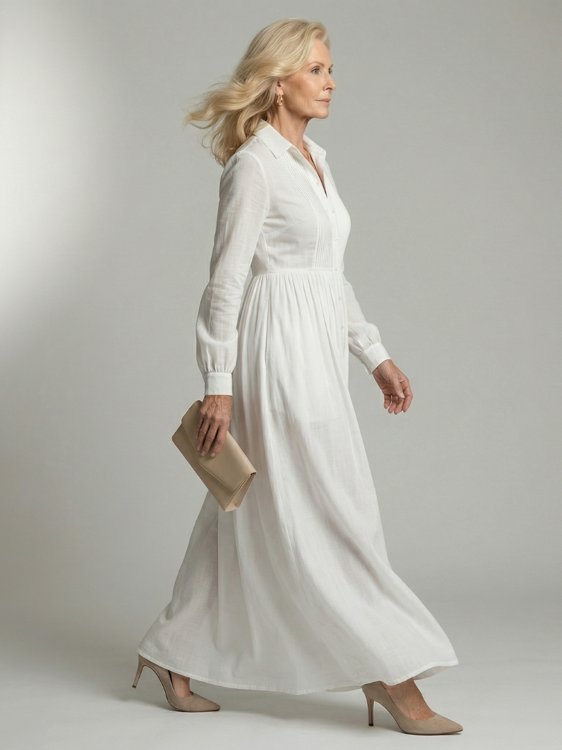 Aurora | Pleated Button-Front Maxi Dress