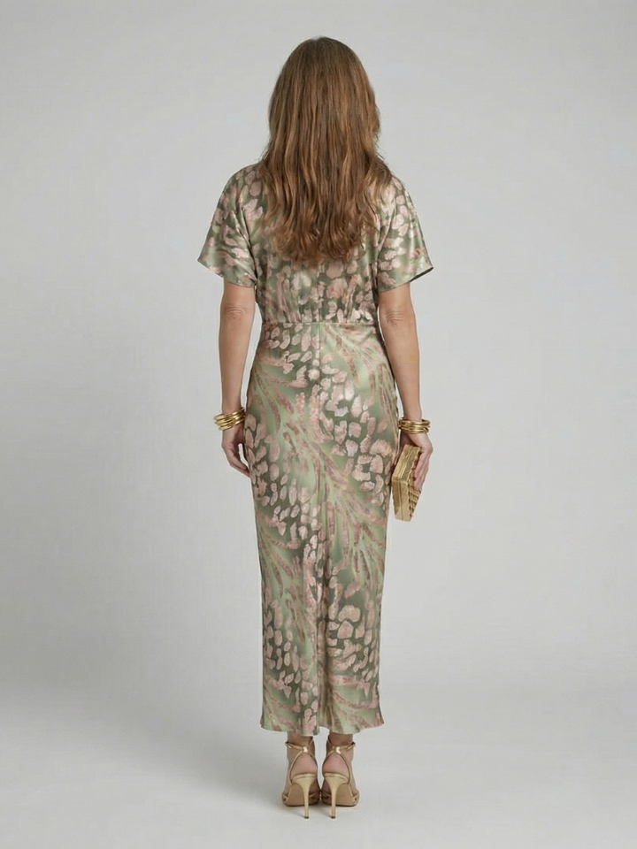 Rhea | Abstract Print Twist-Waist Midi Dress