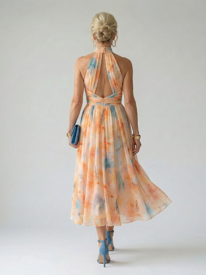 Callista | Flowing Halter Midi Dress