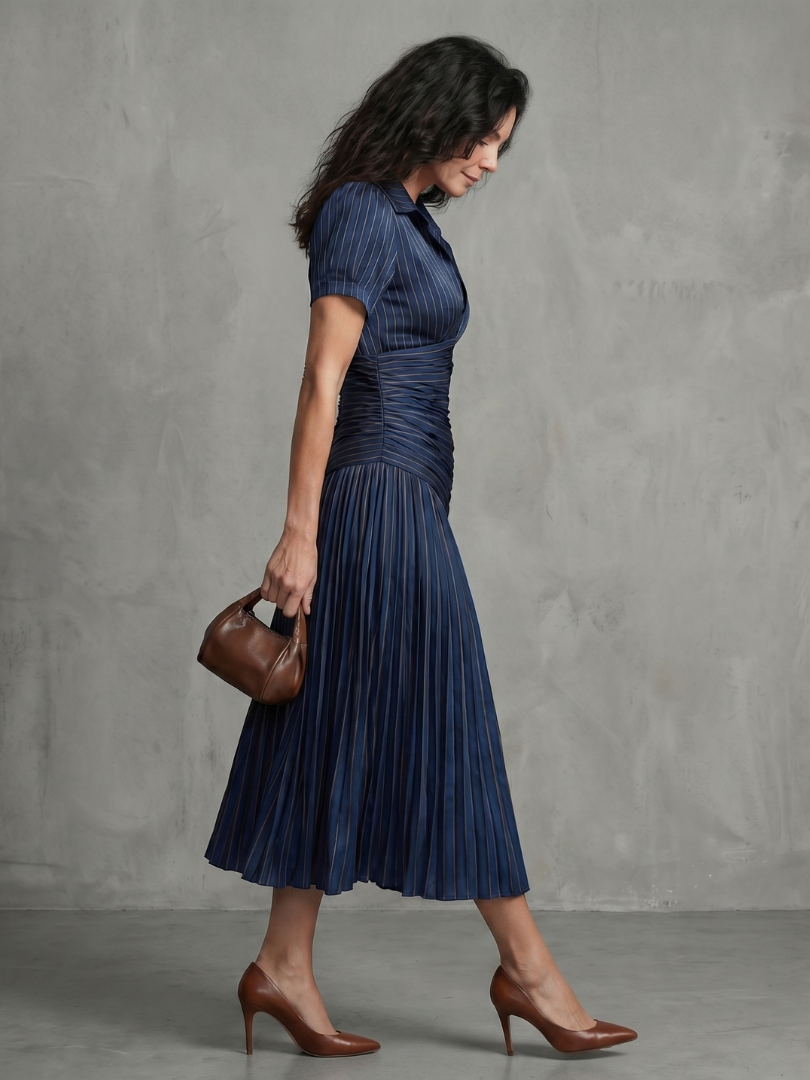 Bianca | Pleated Waist Midi Dress