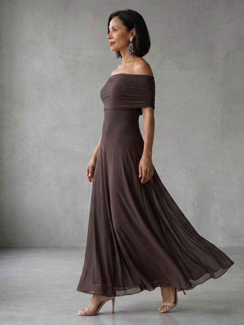Brenna | Off-Shoulder Draped Evening Dress