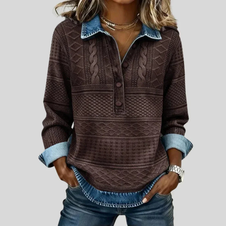 Azalea - Vintage Cable Knit Collared Jumper