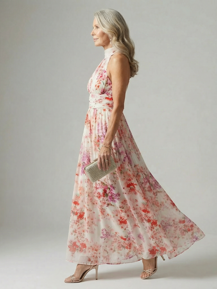 Caroline | Floral Halter Maxi Dress