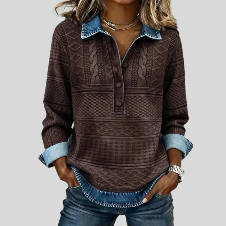 Azalea - Vintage Cable Knit Collared Jumper