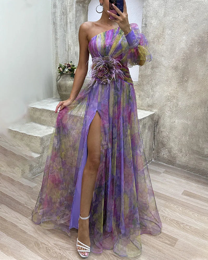 Winona | One-Shoulder Floral Evening Gown