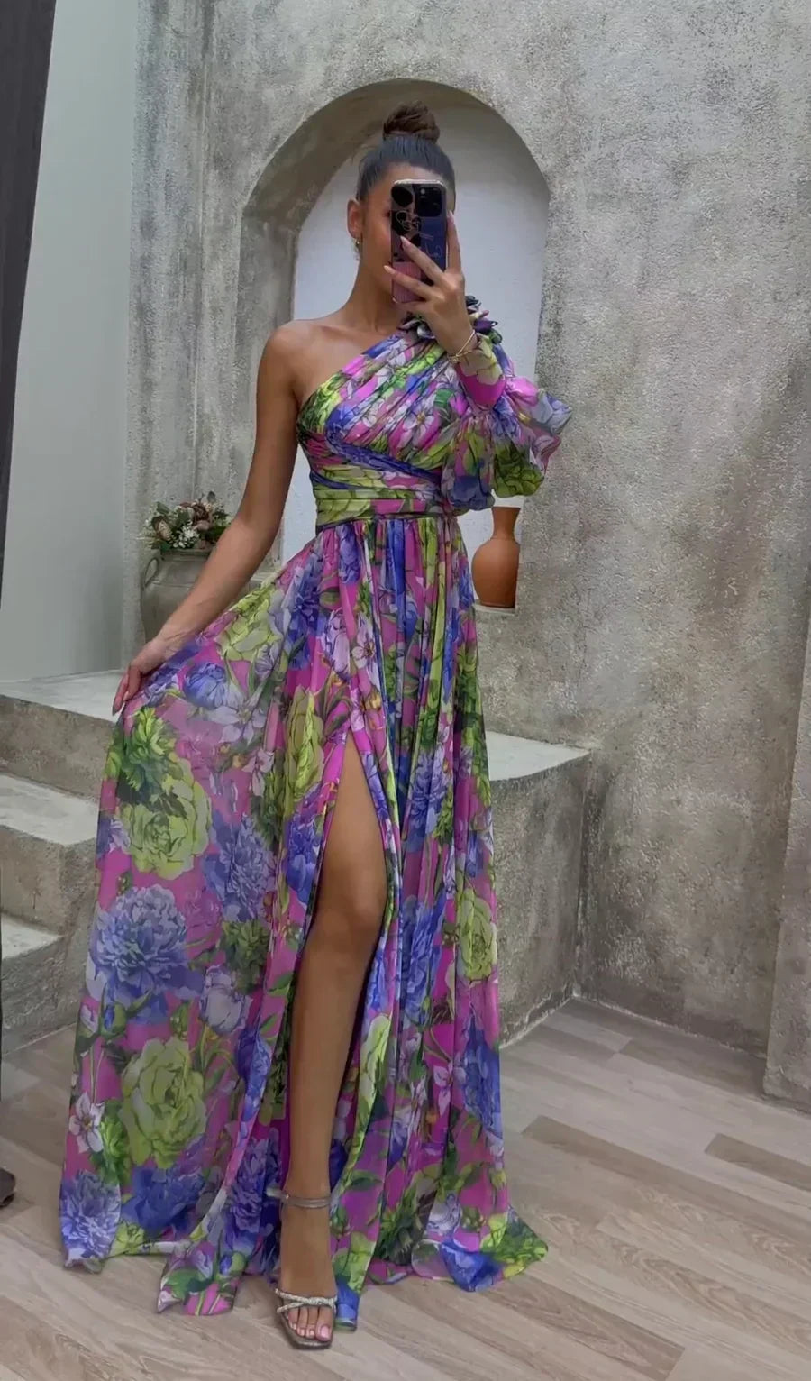 Selah | Floral One-Shoulder Maxi Dress