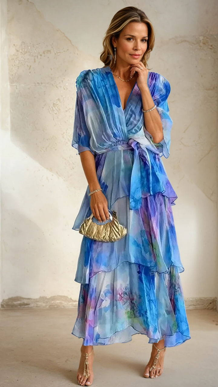 Cara | Tiered Flutter-Sleeve Dress