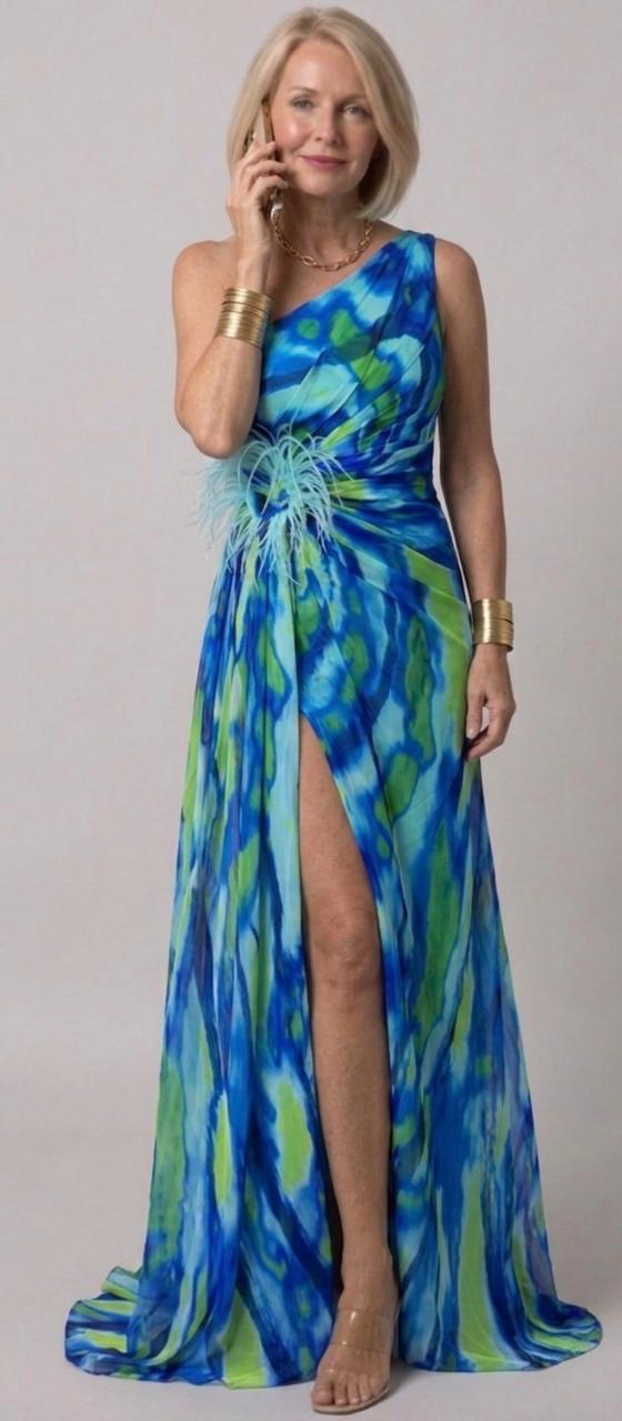 Celia | One-Shoulder Draped Evening Gown