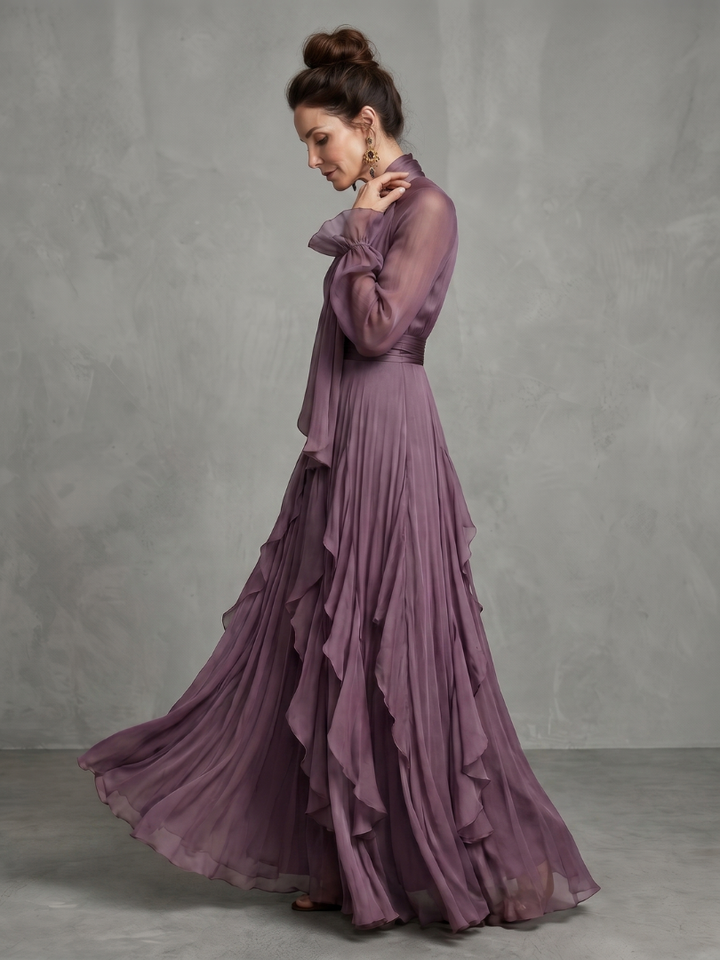 Kathleen | Tie-Neck Tiered Maxi Dress