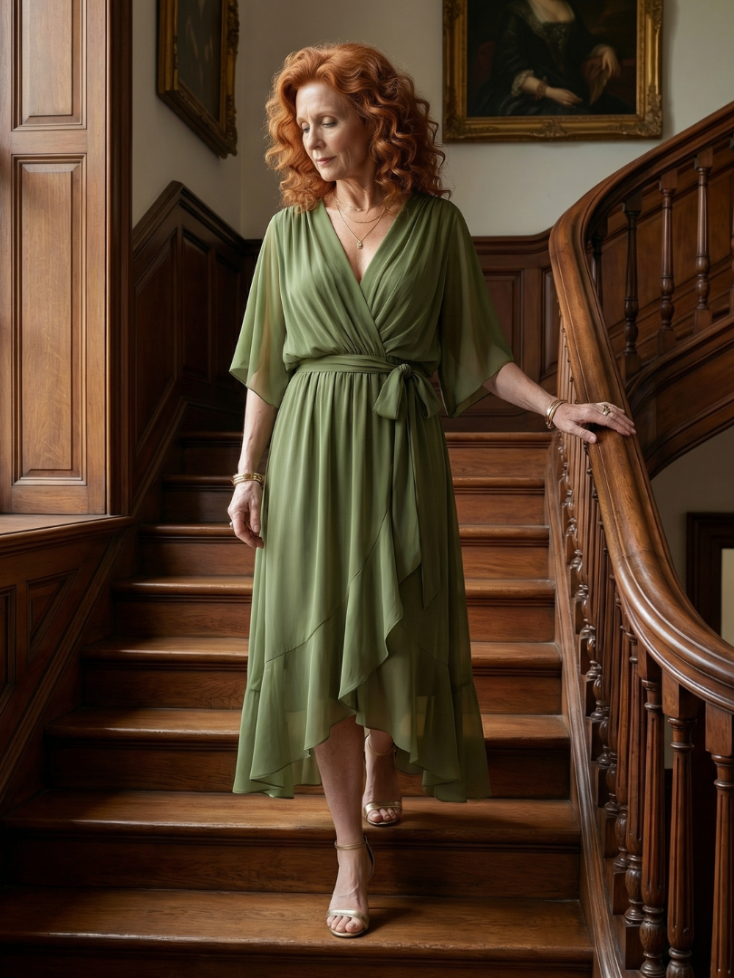 Wilhelmina | Flowing Wrap Midi Dress