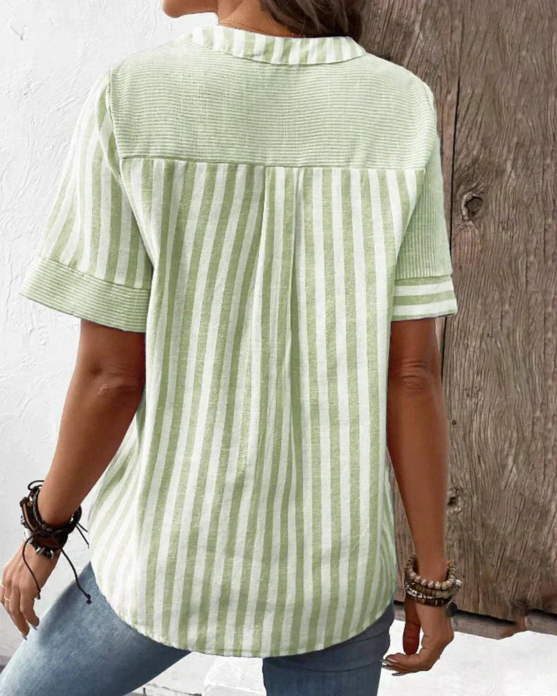 Annabel | Striped Short-Sleeve Blouse