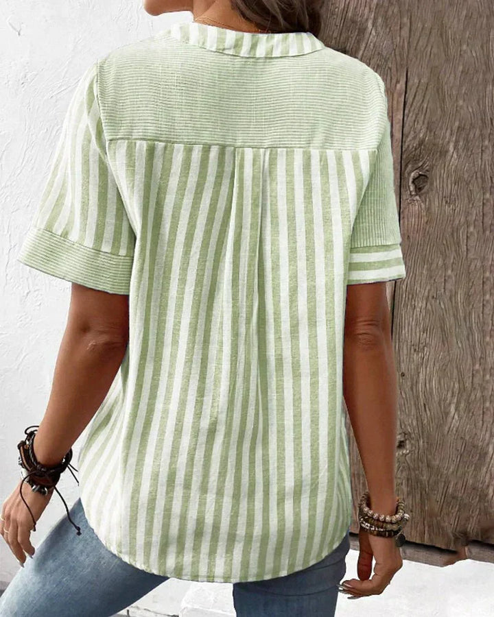 Annabel | Striped Short-Sleeve Blouse