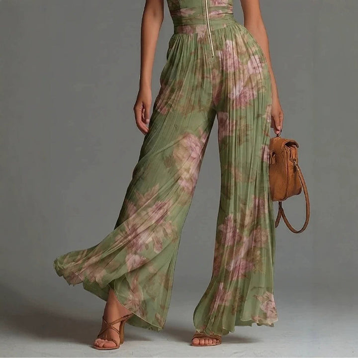 Sofia - Pleated Floral Chiffon Jumpsuit