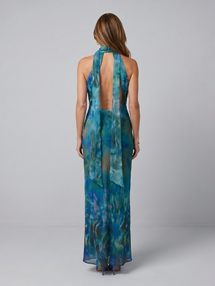 Willa | Keyhole Halter Maxi Dress