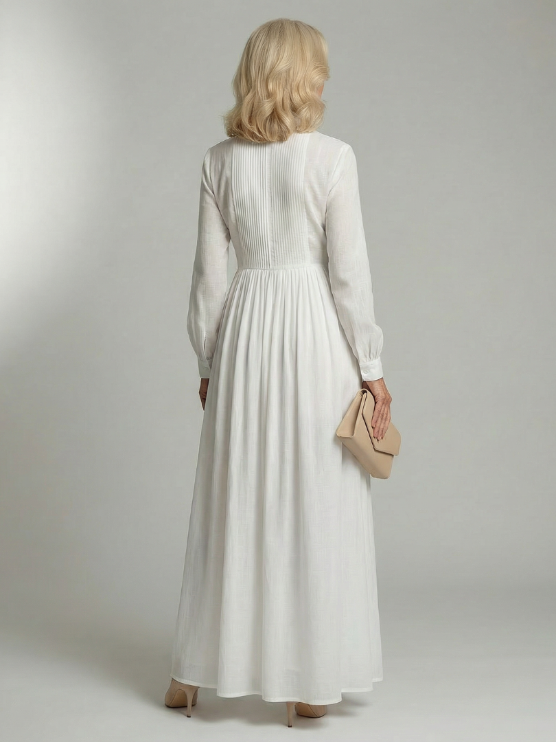 Aurora | Pleated Button-Front Maxi Dress