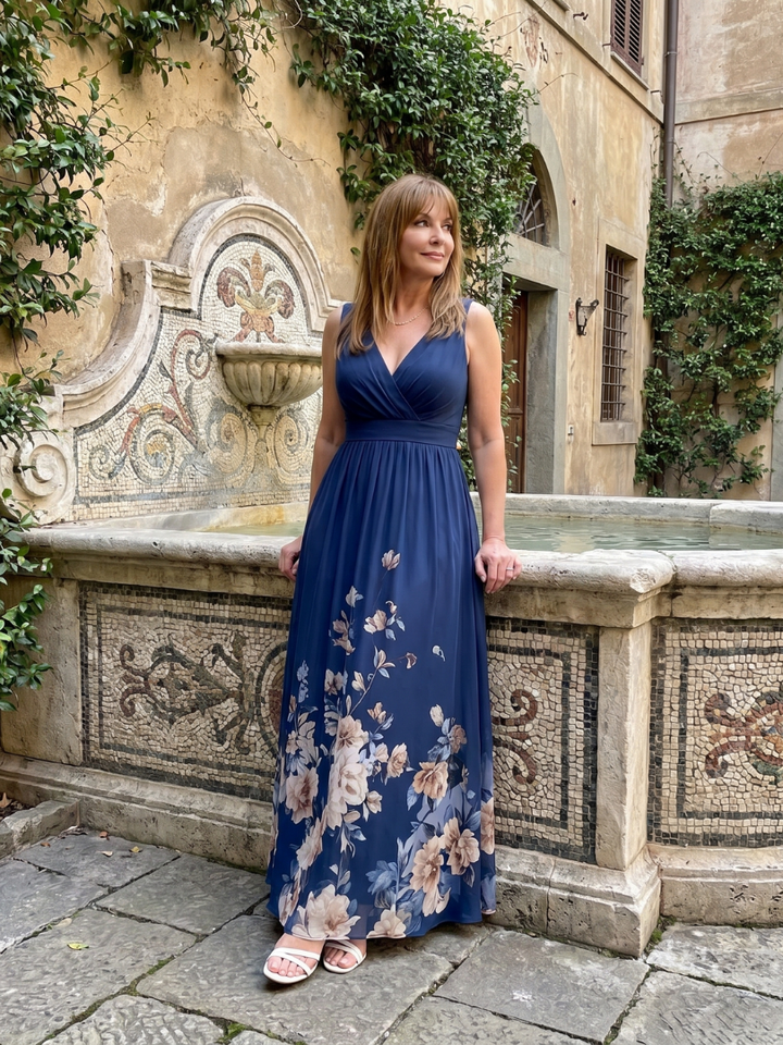 Bethany | Sleeveless Floral Hem Maxi Dress