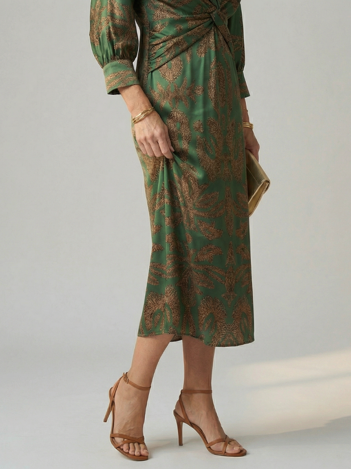 Iris | Twist-Front Wrap Midi Dress