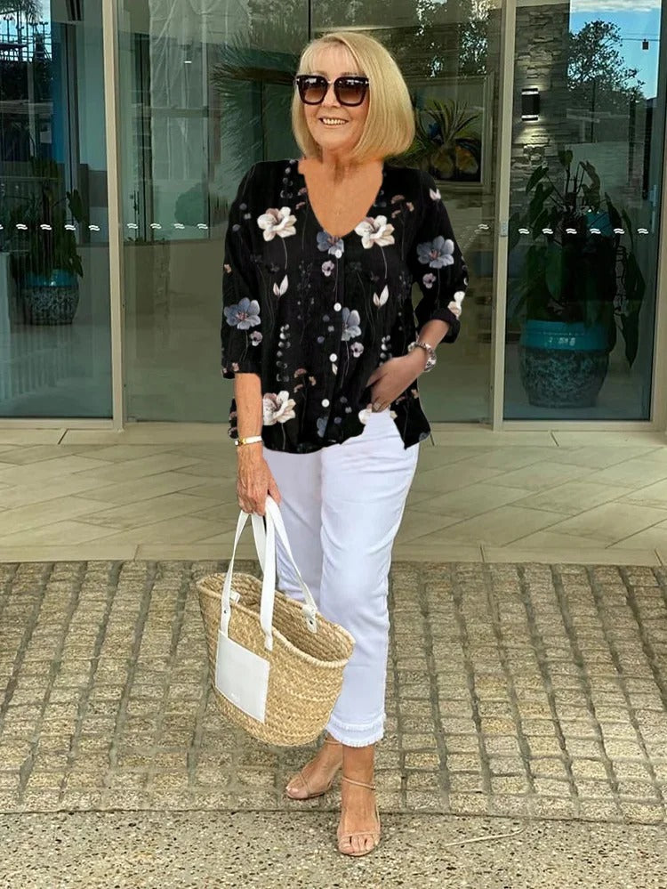 Marguerite | Floral Button Tunic Top