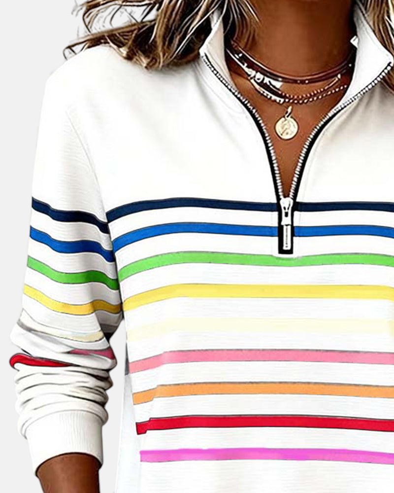 Vienna - Striped Half-Zip Pullover