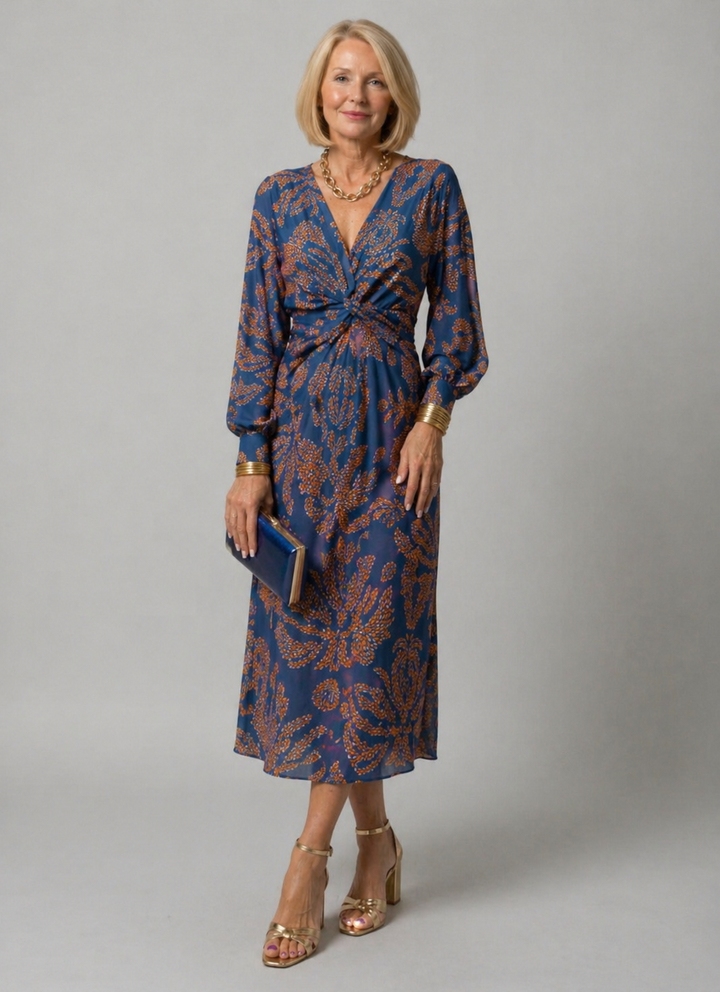 Bridget | Twist-Front Floral Midi Dress