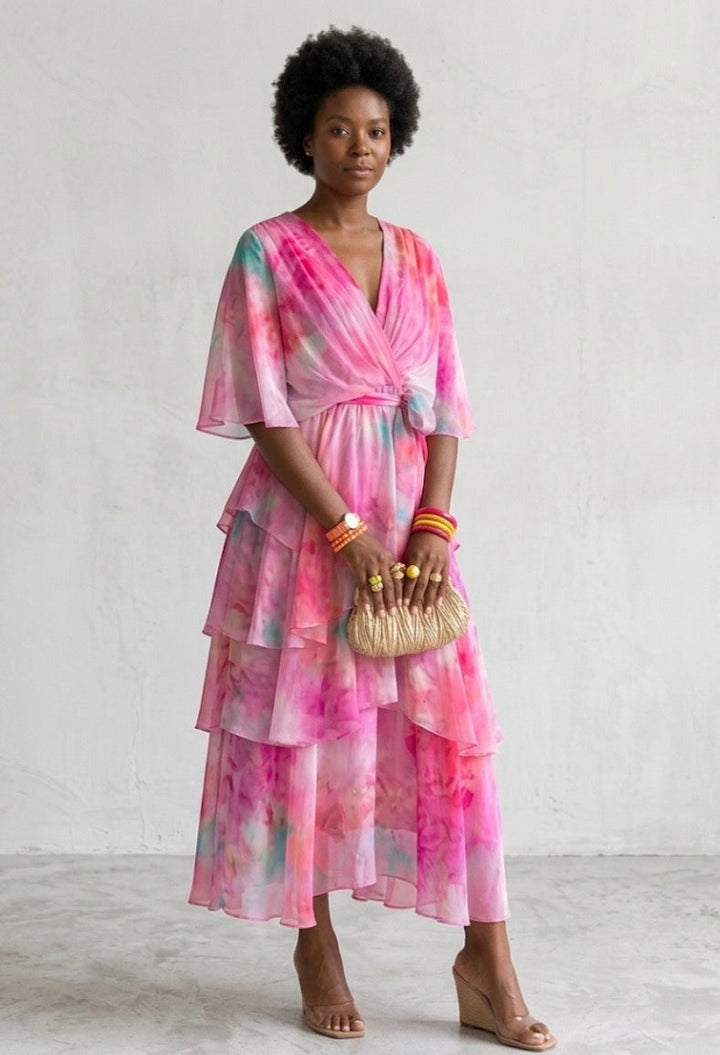 Cara | Tiered Flutter-Sleeve Dress