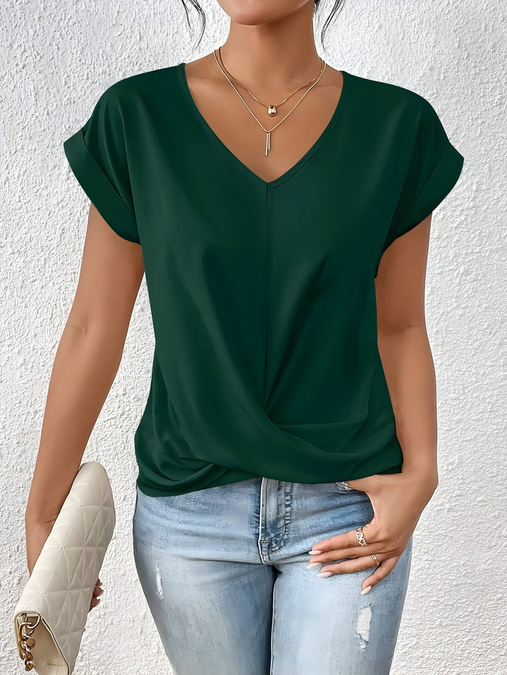 Sarah - Relaxed V-Neck Twist Top