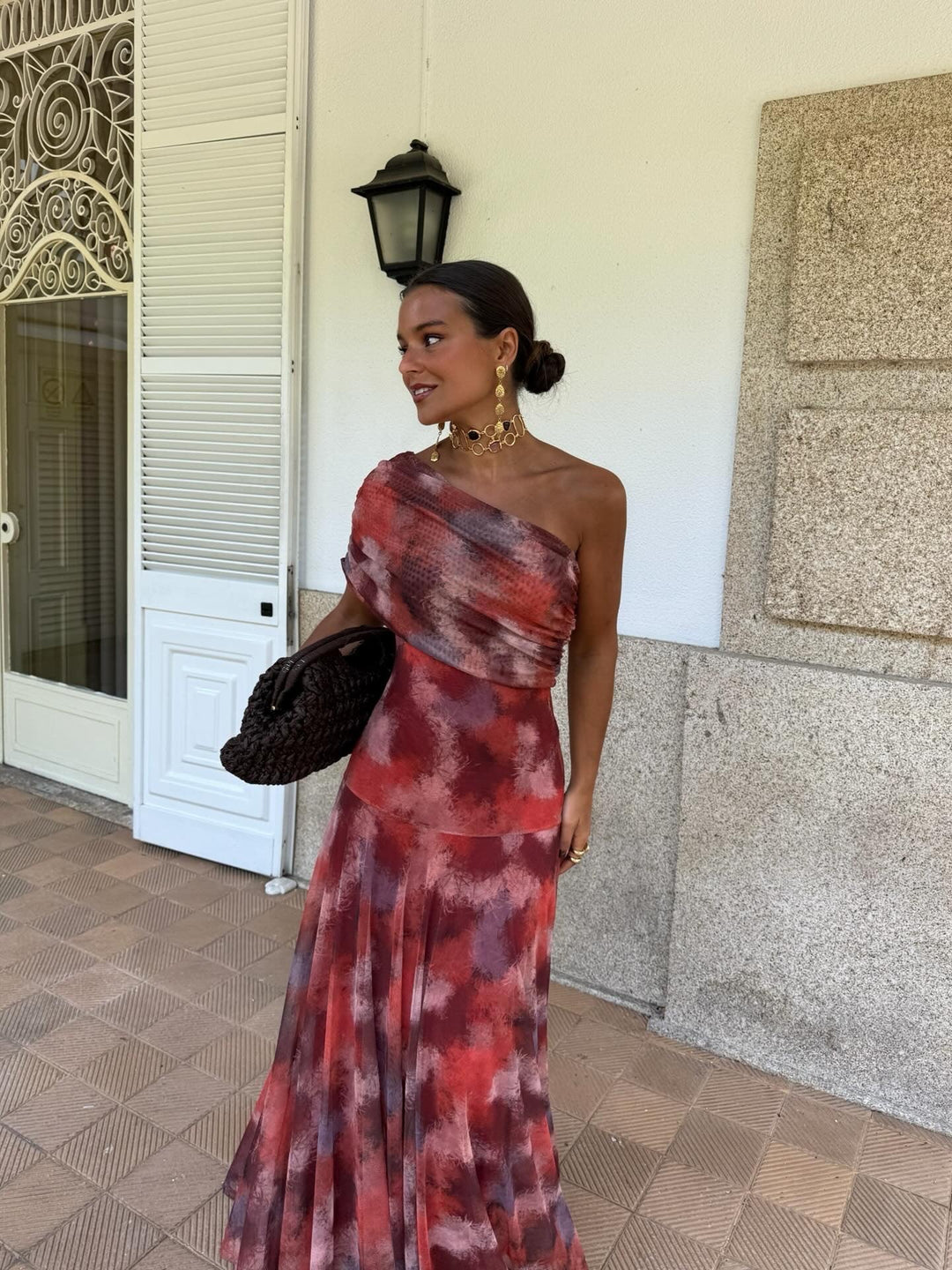 Myrna | One-Shoulder Printed Maxi Dress