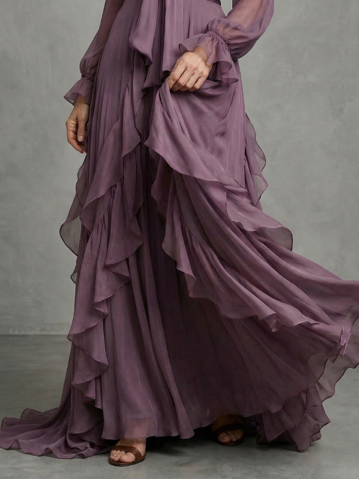Kathleen | Tie-Neck Tiered Maxi Dress