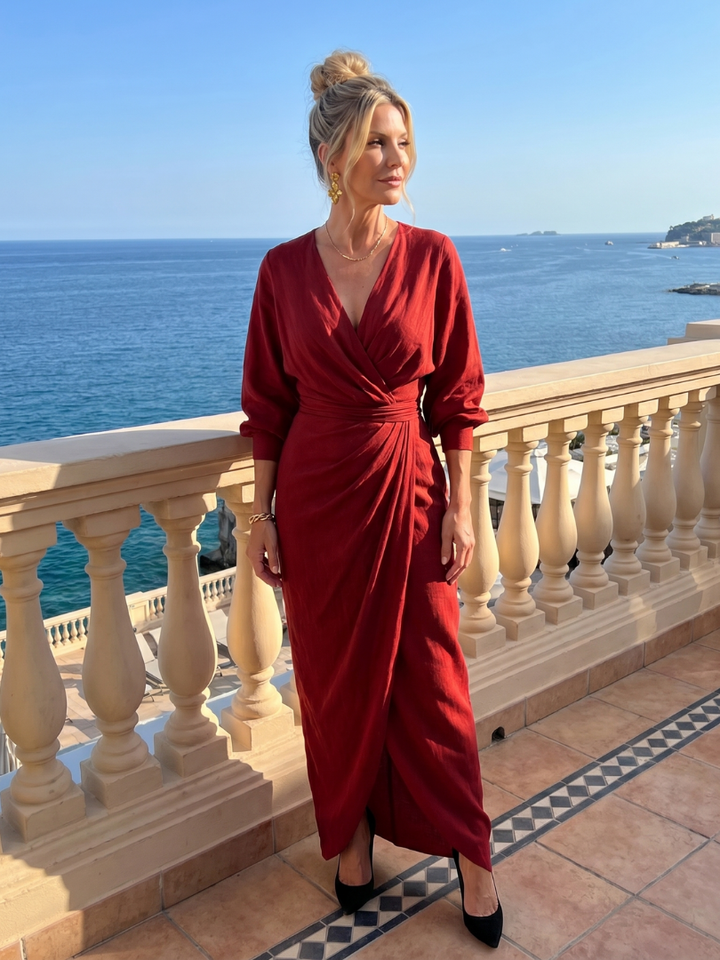 Beverly | Draped Wrap Midi Dress