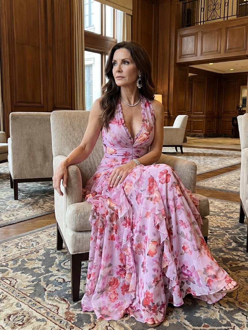 Sage | Halter Neck Floral Maxi Dress