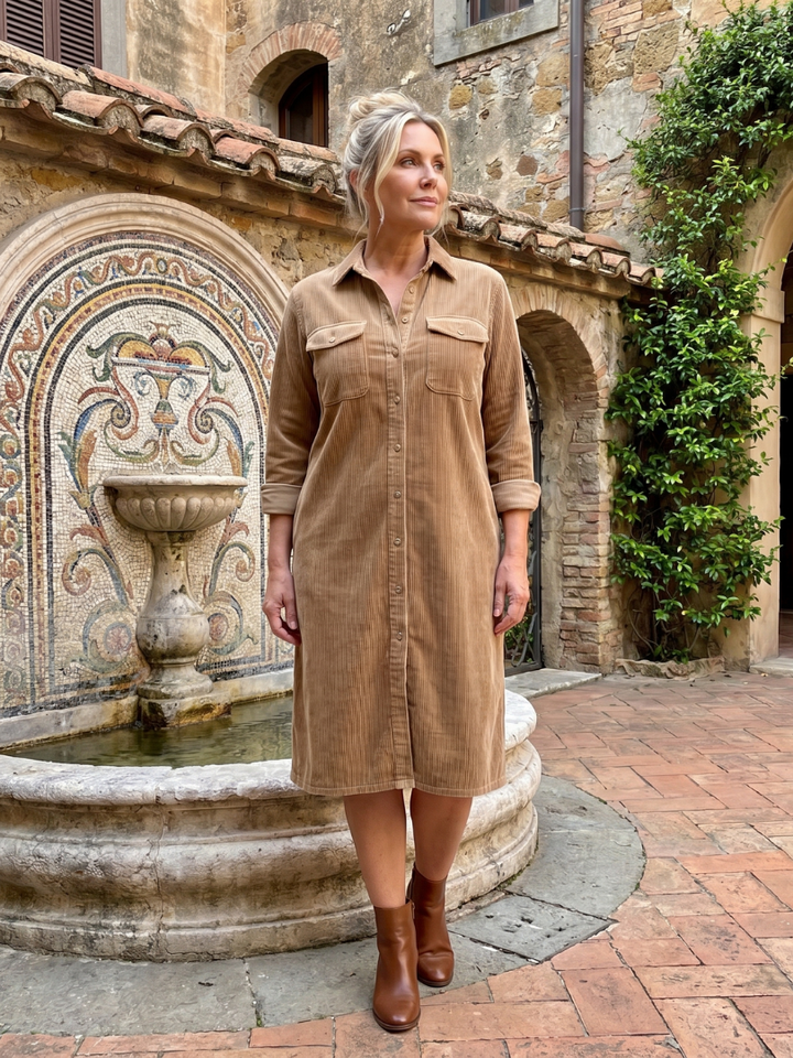Annabel | Buttoned Ribbed Midi Dress