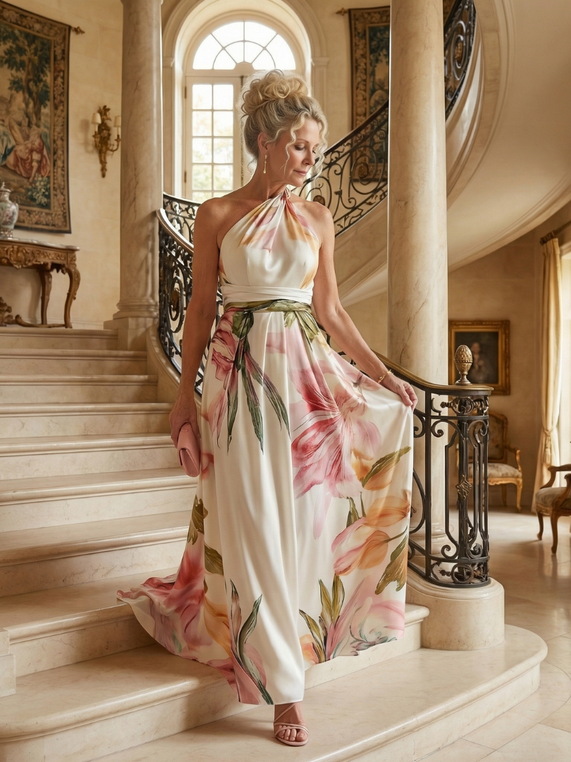 Camellia | Floral Halter Maxi Dress