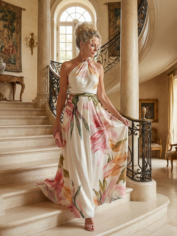 Camellia | Floral Halter Maxi Dress