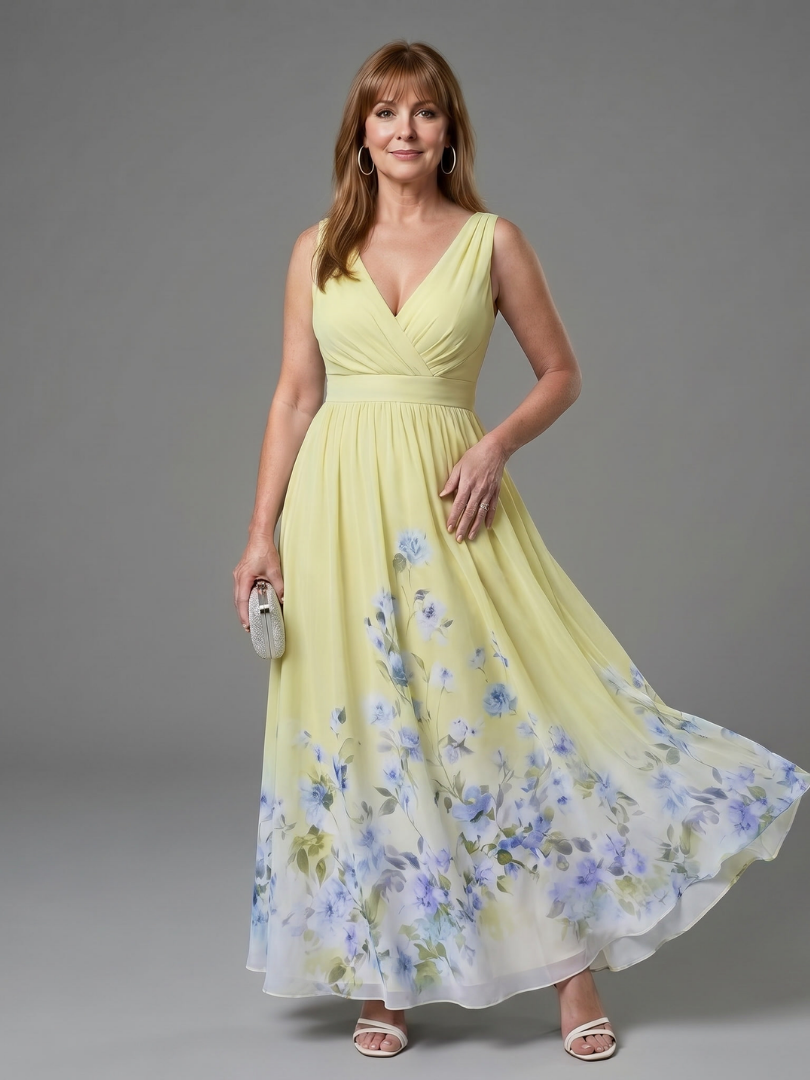 Bethany | Sleeveless Floral Hem Maxi Dress