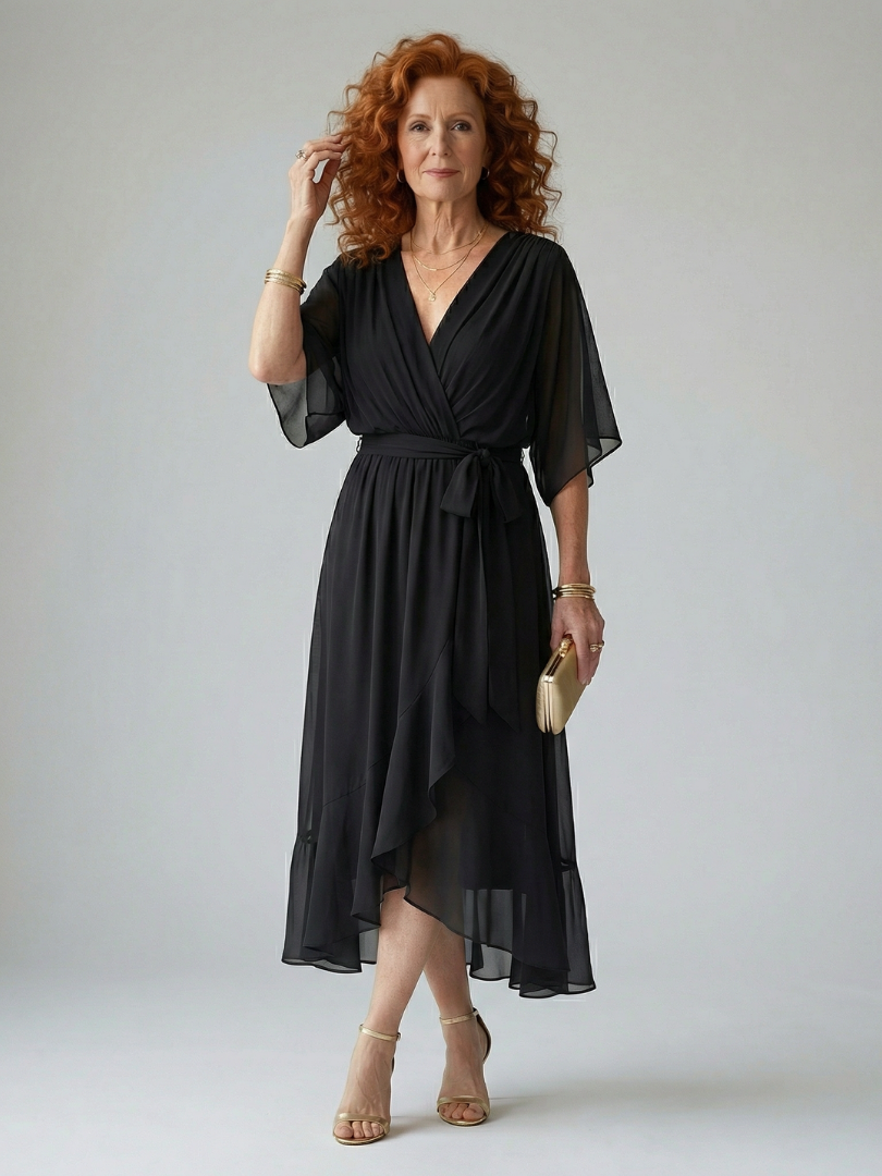 Wilhelmina | Flowing Wrap Midi Dress