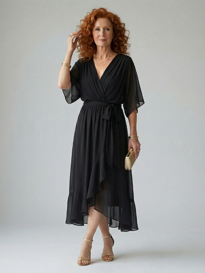 Wilhelmina | Flowing Wrap Midi Dress