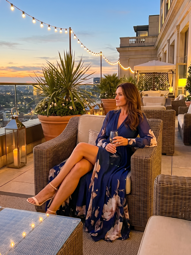 Elena | Pleated Sheer-Sleeve Maxi Dress