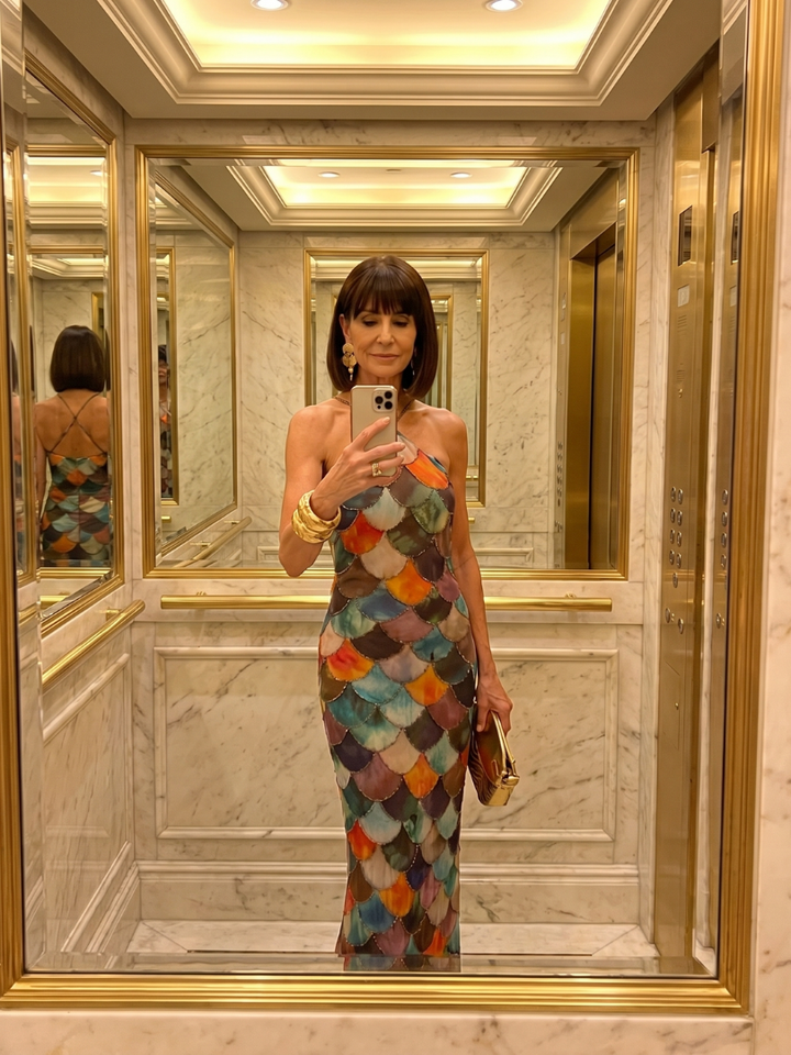 Nerissa | Fitted Scale-Pattern Maxi Dress