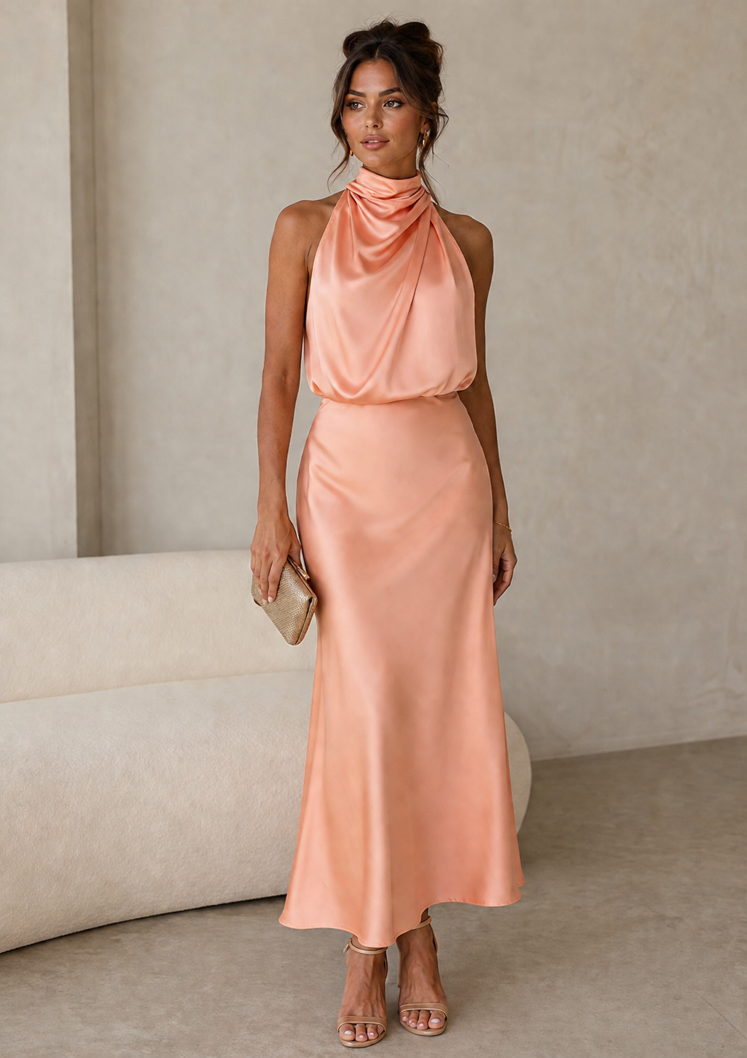 Amelia | Draped Halter Maxi Dress