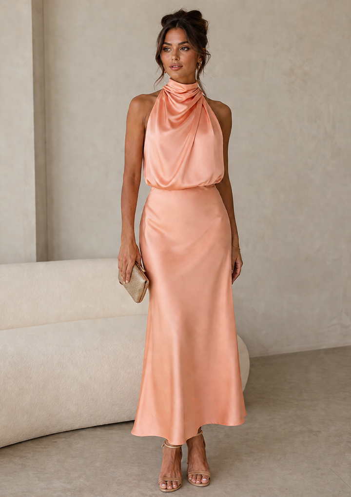 Amelia | Draped Halter Maxi Dress