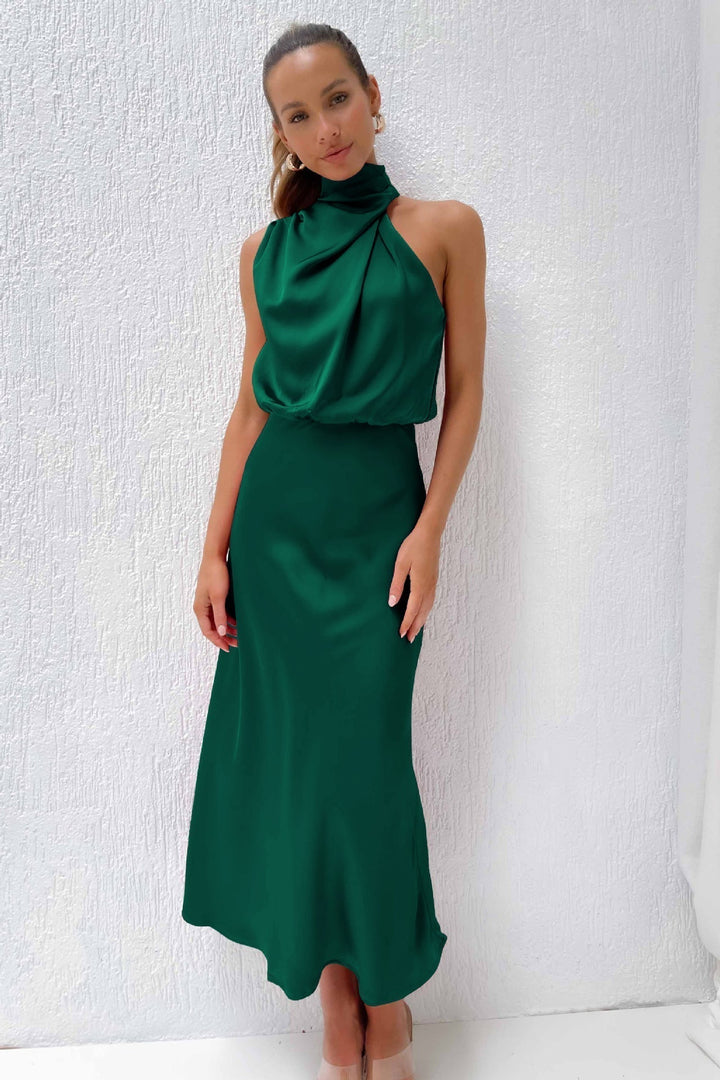 Amelia | Draped Halter Maxi Dress