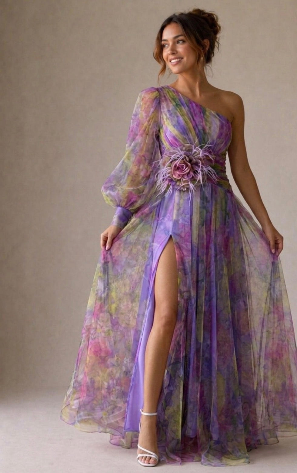 Winona | One-Shoulder Floral Evening Gown
