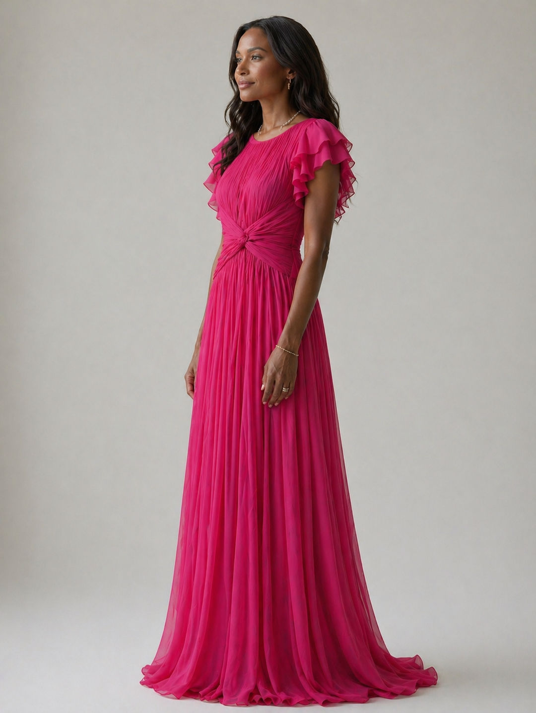 Elara | Flowing Pleated Evening Gown