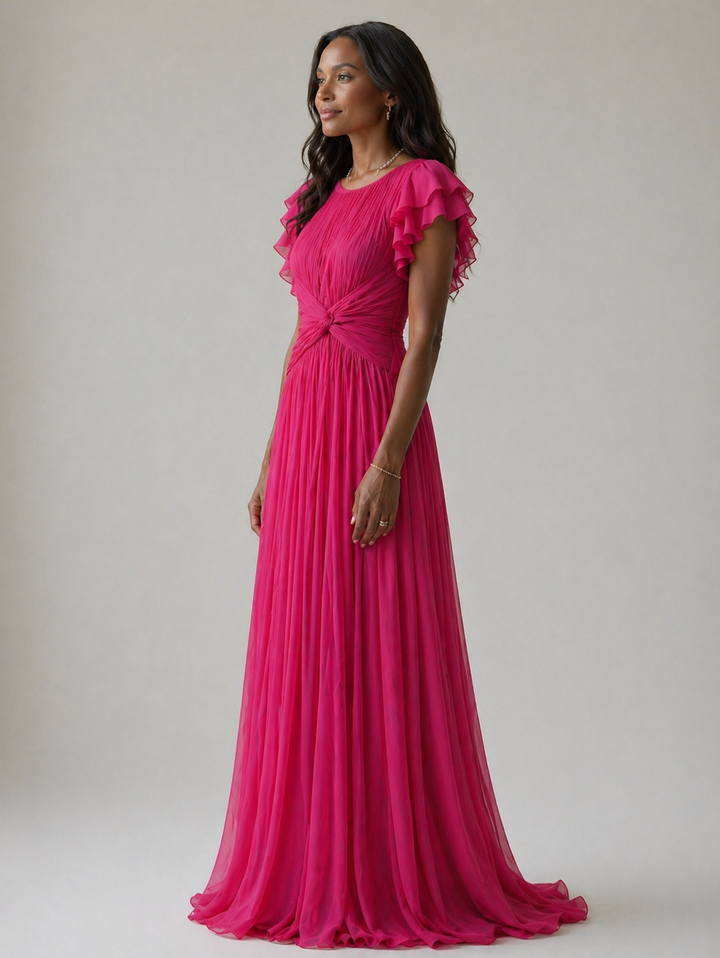 Elara | Flowing Pleated Evening Gown