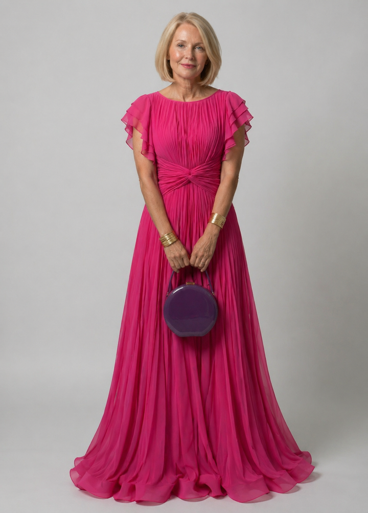 Elara | Flowing Pleated Evening Gown