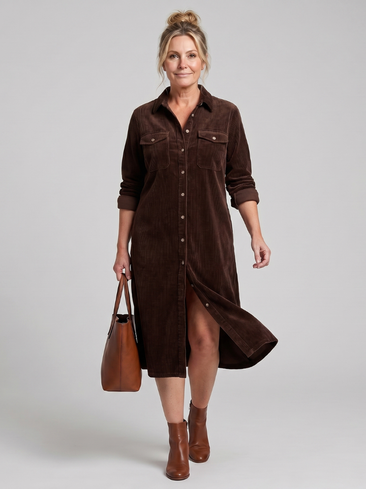 Annabel | Buttoned Ribbed Midi Dress