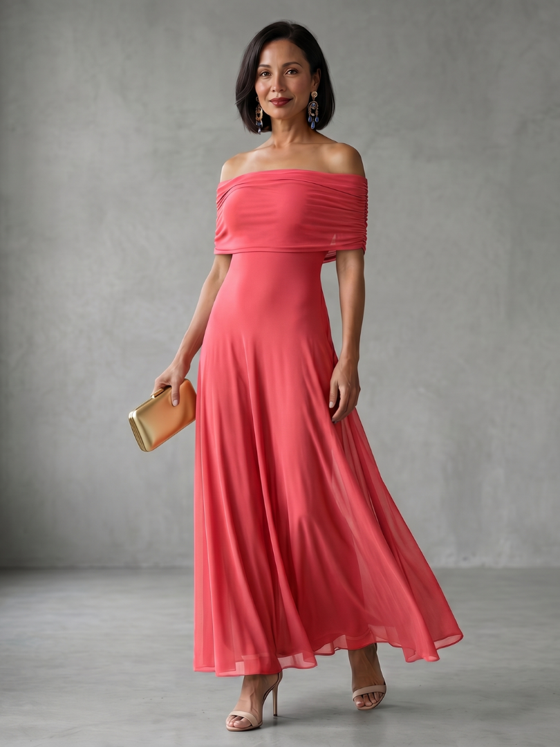 Brenna | Off-Shoulder Draped Evening Dress