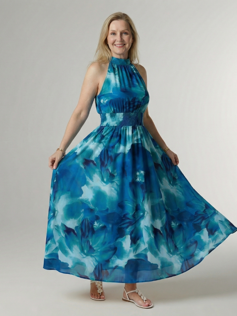 Winifred | Gathered Halter Midi Dress