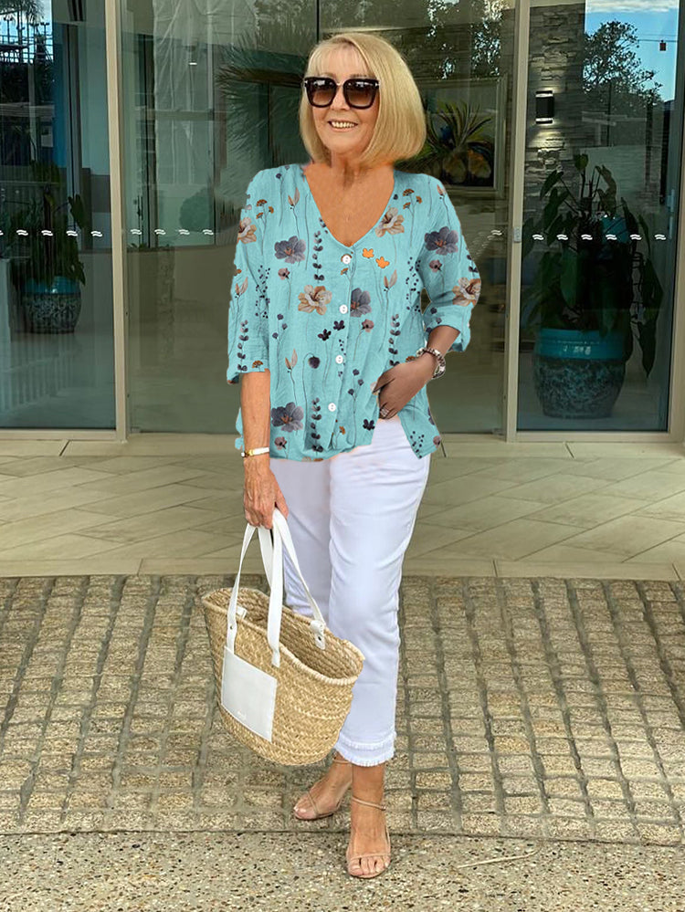 Marguerite | Floral Button Tunic Top