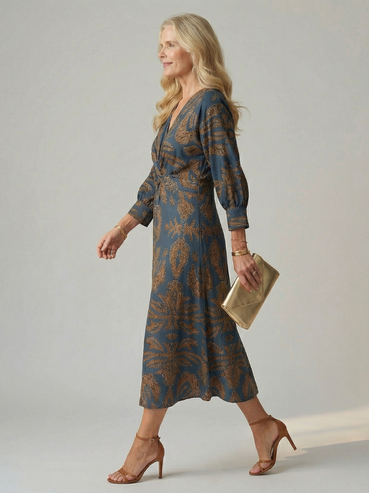 Iris | Twist-Front Wrap Midi Dress